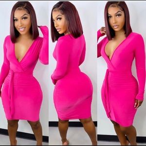 Wrap Dress Bright Fuchsia